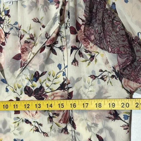 Misa Los Angeles Women’s Top Sia Pink Floral Roses Medium Size Chiffon Blouse - Picture 6 of 13